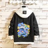 Comic Denim Jacket Men's and Women's Fashion Large Size Coat
