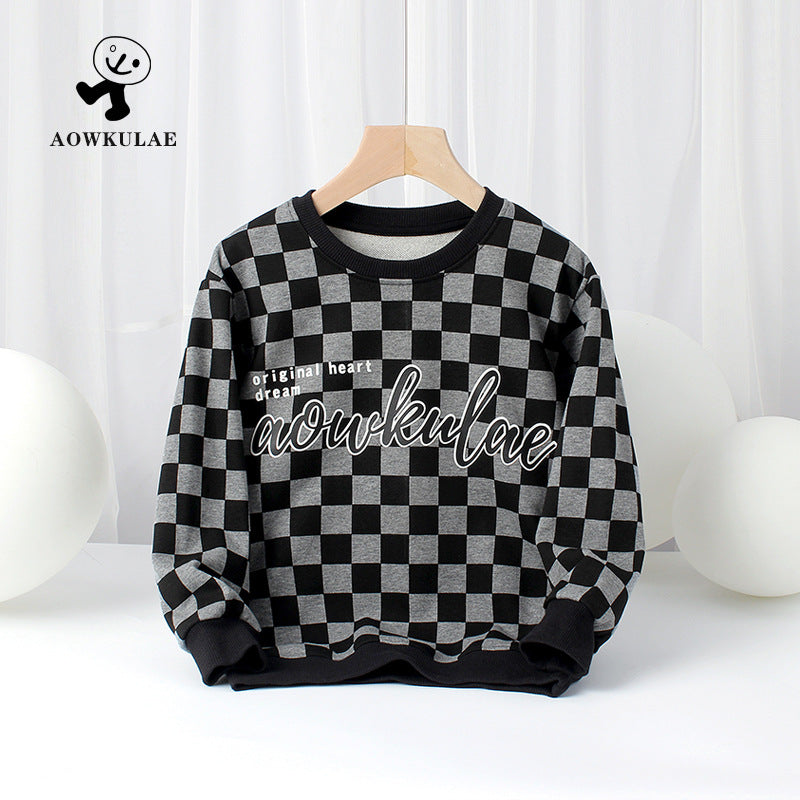 Children Boy Hoodie Autumn Boy Long-Sleeved Sweater Printed Sweater Terry