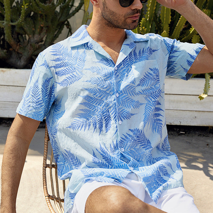 Men Hawaii Shirts Casual Loose Beachwear