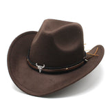 Cowboy Hats Autumn and Winter Woolen Fedora Hat Men Women's Dress Hat