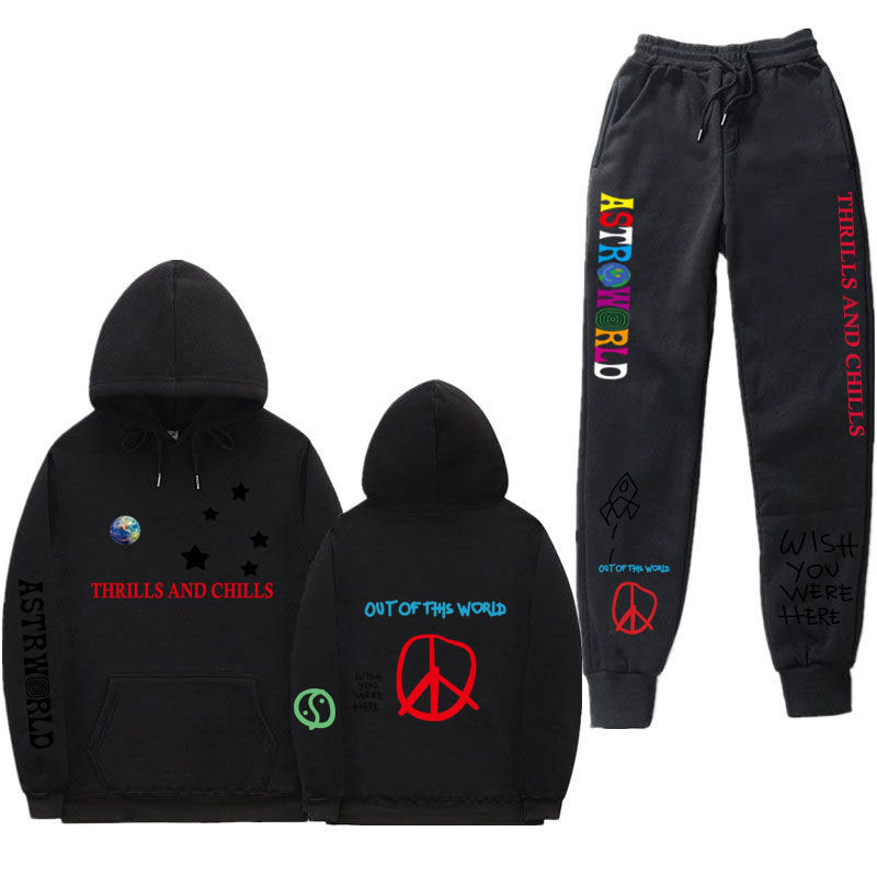 Travis Scott Astroworld Hoodie & Pant 2 Piece Set Fashion Men and Women