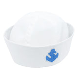 Sailor Hat Dome White Flanging Skullcap Curling Blue Stripe Beanie Yacht Captain Hat