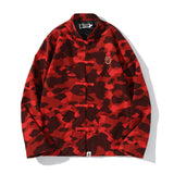 Shark Print Jacket Spring Fashion Brand Embroidered Chinese Style Retro Camouflage Stand Collar Tangzhuang Shirt