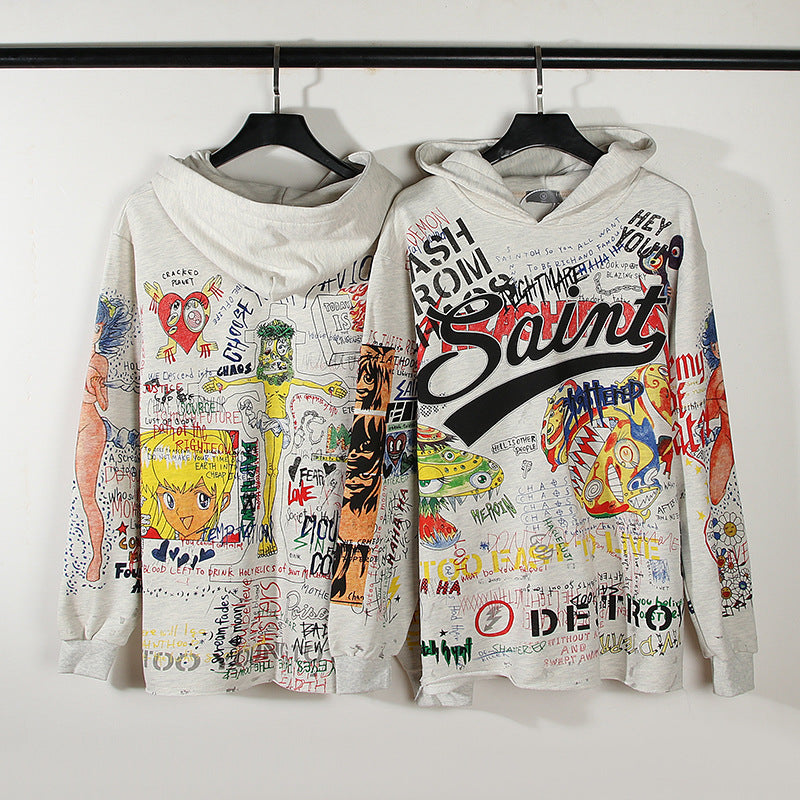 Grafitti Sweatshirts Autumn Winter Sweater Hooded Outerwear Shirt
