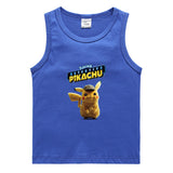 Children Pokemon Pikachu T Shirt Cotton Leisure Sports Sweat-Absorbent Vest