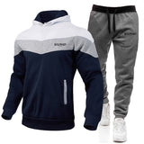 Balmain Hoodie & Sweatpant 2 Piece Set Men's Casual Patchwork Sweatshirt Hoodie Trousers Sports Suit Autumn and Winter