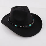 Cowgirl Hats Ethnic Style Western Style Cowboy Hat Rivet Woolen Hat