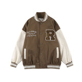 Baby Blue Varsity Jacket Vintage Baseball Uniform Jacket Male Baggy Coat