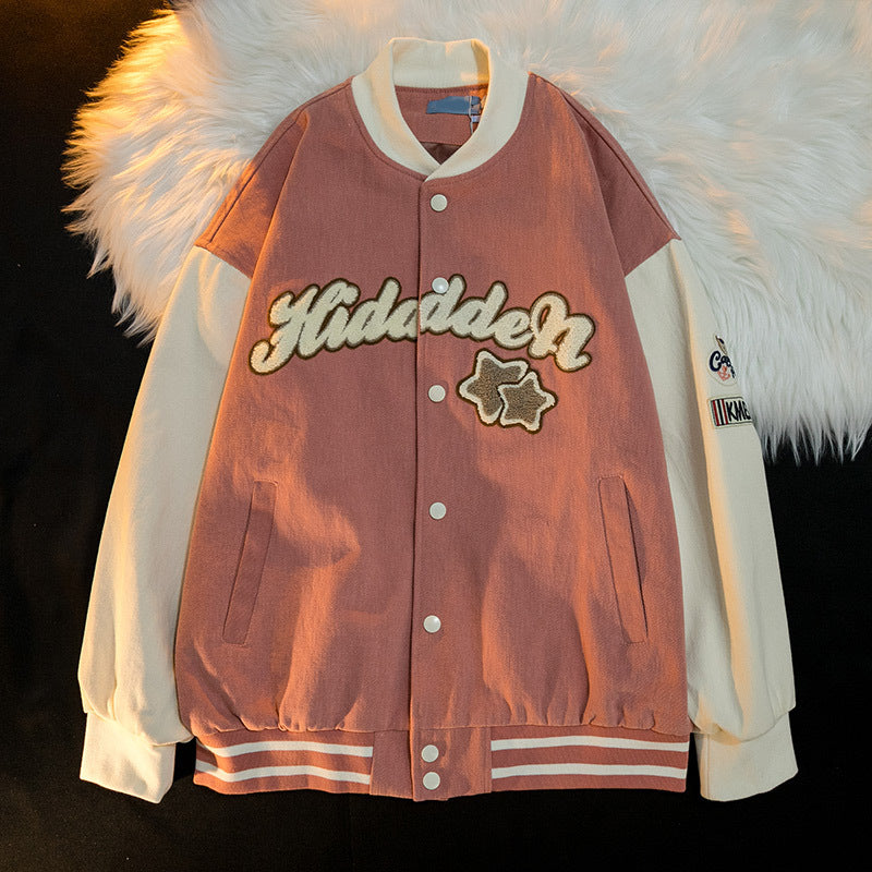 Alaska Varsity Jacket Vintage Baseball Uniform for Men Loose Jacket Coat Spring and Autumn