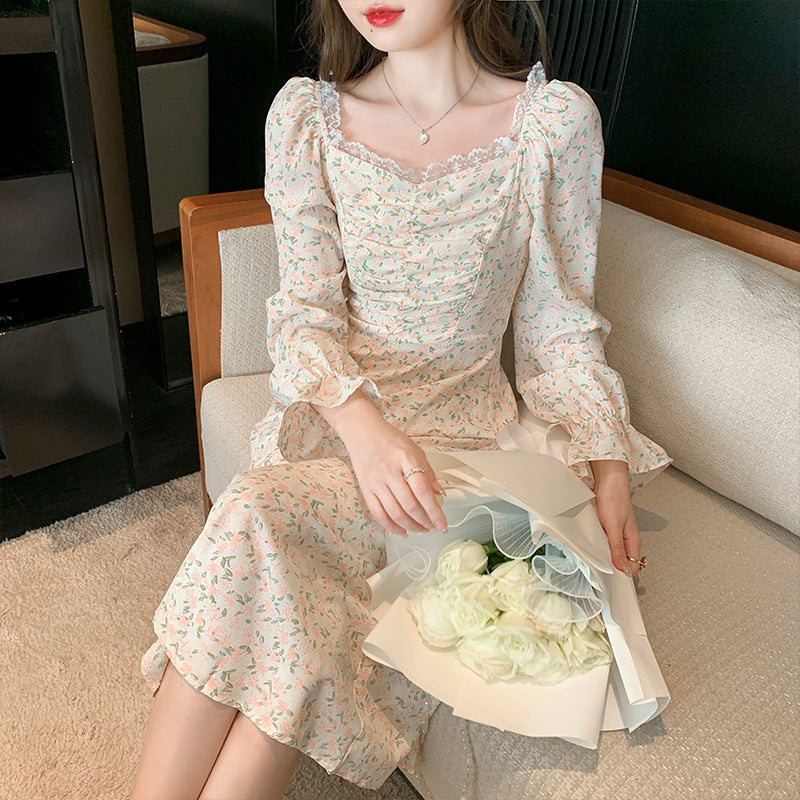 Daisy Buchanan Dress French Vintage Floral Chiffon Dress Print