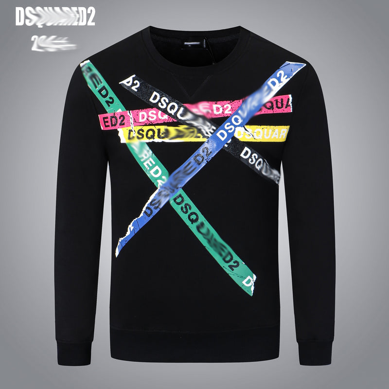 Dsq2 Hoodie DSQ Lian D2 Pink and Yellow Blue Black Green Line Printed Sweater Trendy Men's Autumn and Winter