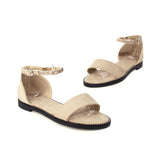 Flat Dress Sandals Summer Square Heel Large Size Buckle Hollow Sandals