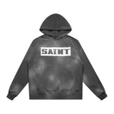 Saint Michael Hoodie Creative Printing Distressed Hoodie Casual Loose