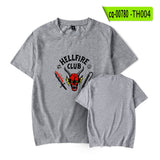 Hellfire Club Shirt Stranger Things Summer Print Pattern Casual round Neck Short Sleeves