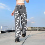 Julia Fox Low Rise Trousers Vintage Five-Pointed Star Printed Jeans