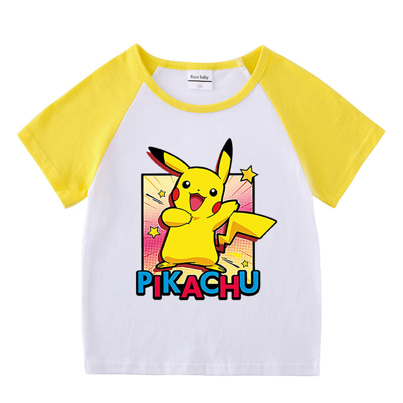 Children Pokemon Pikachu T Shirt Cotton Short Sleeve T-shirt Casual Sports Cute