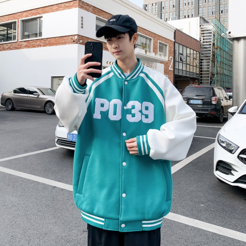 Baggy Jacket Men's Spring and Autumn Loose Baseball Uniform