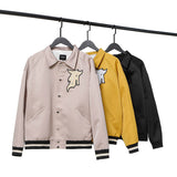 Yellow Varsity Jacket Fog Jacket High Street Embroidery Fear of Fog Jacket Men's and Women's Same Style Baseball Uniform Flight Jacket