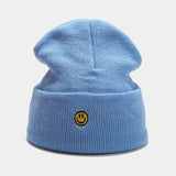 Smiley Face Cap Cute Smiling Face Embroidery Knitted Hat
