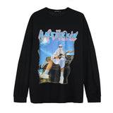 Mens Fall Outfits Figure Printed Crew Neck Sweatshirt Loose Spring and Autumn Long Sleeve T-shirt Top