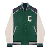 Green Varsity Jacket Autumn and Winter Baseball Uniform Short Jacket Couple Jacket