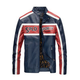 Graphic Leather Jacket Women Men's Spring and Autumn Stand Collar Motorcycle Clothing Fleece Jacket Men's Coat