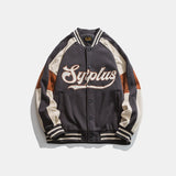 Varsity Bomber Jacket Retro College Style Letter Embroidery Multi-Color Coat Jacket Men's Baseball Uniform