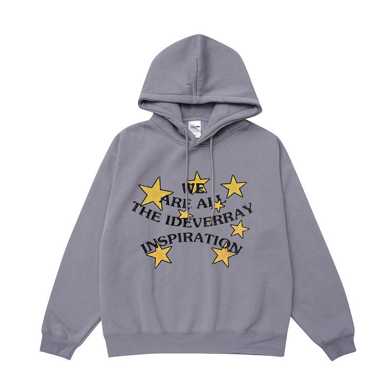 Mens Fall Outfits Fleece Hooded Sweater Men's and Women's Loose Sports Hoodie Couple's Tops