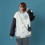 White Varsity Jacket Spring and Autumn Coat Women's Harajuku Style Loose Sports Baseball Uniform All-Match Top Jacket
