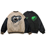 Brown Varsity Jacket Embroidery Campus Student Long Sleeve Baggy Coat Men 'S And Women 'S Love Autumn Baseball Uniform Jacket