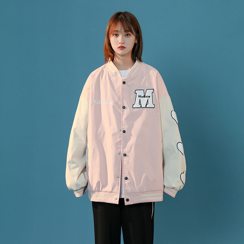 Jock Jacket Men's Coat Loose Baseball Uniform Raccoon Jacket Embroidered Couple