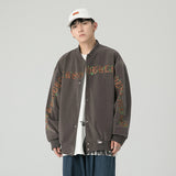 College Jacket Autumn Letters Printed Baseball Uniform Loose Sports and Leisure Jacket I Thin Coat