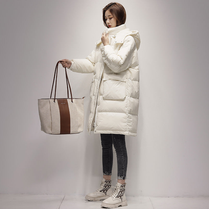 Women Winter Coats Puffer Jacket Down Coat Mid-Length Down Jacket Female Winter White Duck Down Tooling
