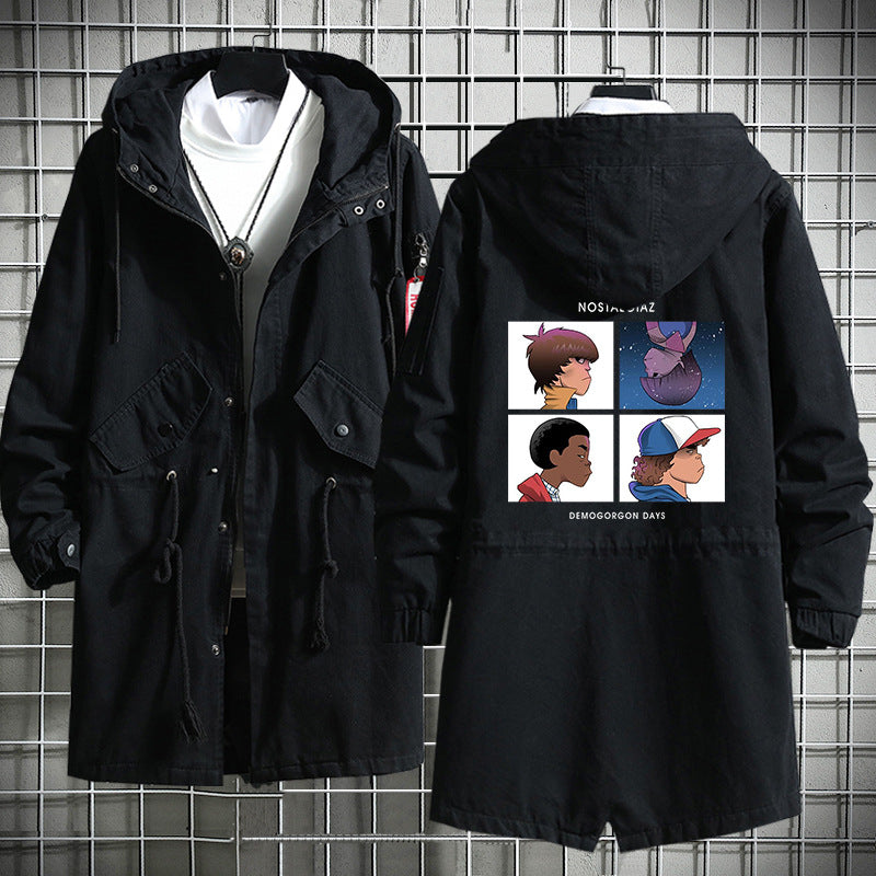 Stranger Things Hellfire Club Hoodie StrangerThings Season 4 Men's and Women's Mid-Length Trench Coat