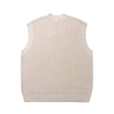 Men Sweater Vest Solid Color Sweater Vest Men's Loose V-neck Sleeveless Vest BF Lazy Sweater Coat