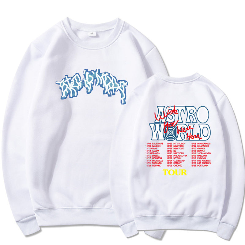 Travis Scott Astroworld Hoodie Sweater Fashion Men's and Women's round Neck Sports