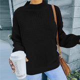 Women's Fall Outfits Sweater Women's Autumn and Winter Half-High Collar Long Sleeve Loose Sweater