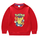 Children Pokemon Pikachu Hoodie Cotton Top Children's round Neck Bottoming Shirt