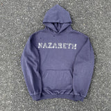 Saint Michael Hoodie Doodle Hand Drawn Worn out Vintage Velvet Padded Hooded Sweatshirt