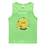 Children Pokemon Pikachu T Shirt Casual Sports Sweat-Absorbent Cotton Vest