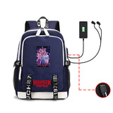 Stranger Things Hellfire Club Backpack Large Capacity Backpack Computer Bag USB Charging