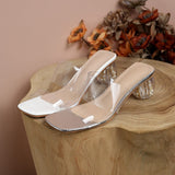 Nude Block Heel Peep Toe Transparent Sandals