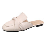 Finn Chain Pointed Toe Mule Closed Toe Half Slippers Women's Summer Outdoor Casual Square Toe Flat Bottom Lazy Half Slippers
