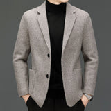 Bohemian Chic Wedding Guest Men Attire Simple Casual Fit Solid Color Wool Coat