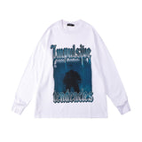 Mens Fall Outfits Vintage Printed Oversize Long Sleeve Bottoming Shirt Top T-shirt for Men