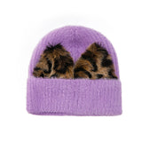 Women Winter Hats Winter Women's Wool Hat Solid Color Plush Ears Knitted Hat