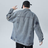 Denim Varsity Jacket Denim Jacket Men's Loose Autumn and Winter Washed Overalls Versatile Retro Jacket