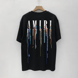 Amiri T Shirt Colorful Splash Ink Casual Hip Hop round Neck Short Sleeve T-shirt