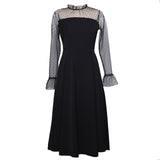 Cocktail Attire For Women Mesh Dress Turtleneck Hollow Sexy Long Sleeve Gown