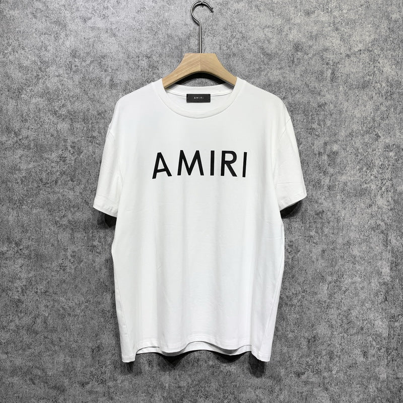 Amiri T Shirt Letter Print Casual Hip Hop round Neck Short Sleeve T-shirt